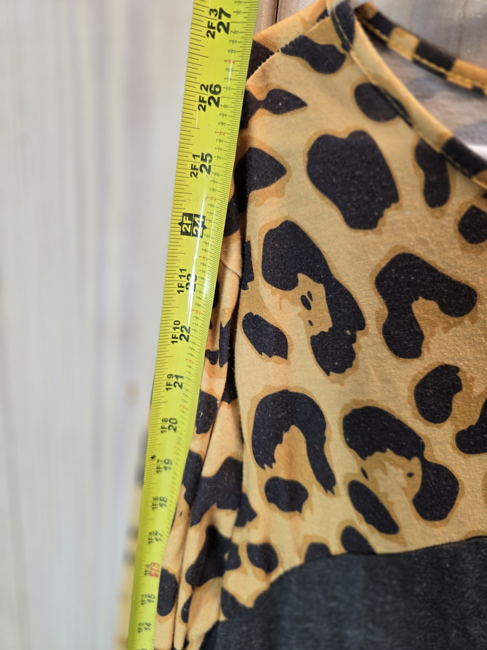 Simply Southern mixed leopard print and charcoal long sleeve top - Picture 5 of 6